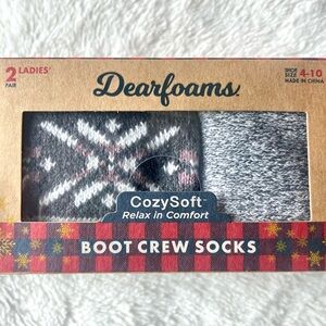 Dearfoams Ladies Boot Crew Socks 2 Pack